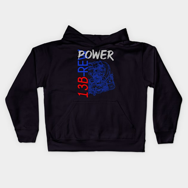 13B-REW RX7 Engine Kids Hoodie by gaplexio